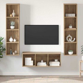 Juego de muebles de TV 3 pcs Roble artisan 37 x 37 x 142.5 cm