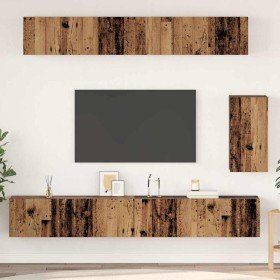 Conjunto de mueble de TV Montaje en la pared 6 pcs Madera vieja Conjunto de mueble de TV Montaje en la pared 6 pcs Madera vieja