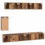 Conjunto de mueble de TV Montaje en la pared 6 pcs Madera vieja