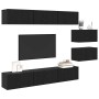 Conjunto de mueble de TV Roble Negro Madera de ingeniería en Muebles TV | Comprar online en Foro24
