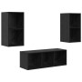 Conjunto de mueble de TV 3 pcs Roble Negro Madera contrachapada en Muebles TV | Comprar online en Foro24