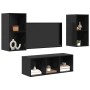 Conjunto de mueble de TV 3 pcs Roble Negro Madera contrachapada en Muebles TV | Comprar online en Foro24