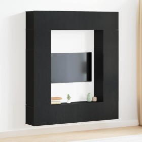Gabinete de TV 8 pcs Negro 80 x 30 x 30 cm Madera contrachapada