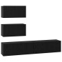 Conjunto de mueble de TV 4 pcs Roble Negro Madera de ingeniería en Muebles TV | Comprar online en Foro24