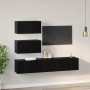 Conjunto de mueble de TV 4 pcs Roble Negro Madera de ingeniería en Muebles TV | Comprar online en Foro24