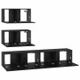 Conjunto de mueble de TV 4 pcs Roble Negro Madera de ingeniería en Muebles TV | Comprar online en Foro24