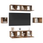 Conjunto de mueble de TV Montaje en la pared 6 pcs Madera vieja