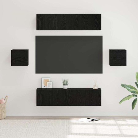 Conjunto de mueble de TV 6 pcs Roble negro Madera contrachapada en Muebles TV | Comprar online en Foro24