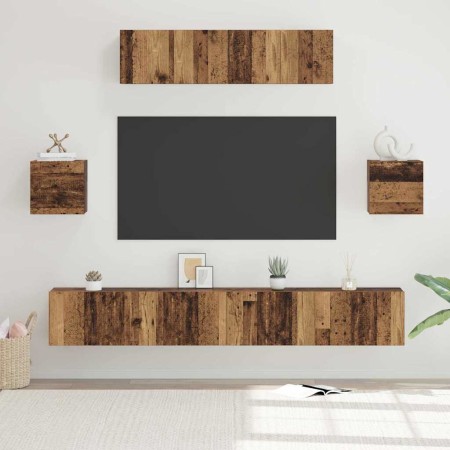 Conjunto de mueble de TV 7 pcs Madera envejecida en Muebles TV | Comprar online en Foro24