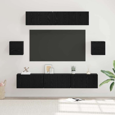 Conjunto de mueble de TV 7 pcs Roble negro 80 x 30 x 30 cm en Muebles TV | Comprar online en Foro24