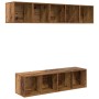 Conjunto de mueble de TV Montaje en la pared 4 pcs Madera vieja