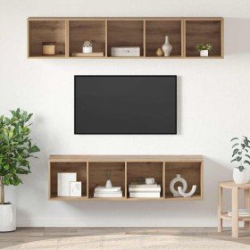 Conjunto de mueble de TV 4 pcs Roble artisan