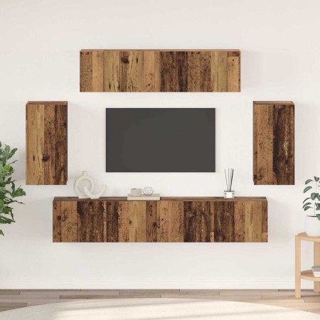 Conjunto de mueble de TV Montaje en la pared 6 pcs Madera Vieja en Muebles TV | Comprar online en Foro24