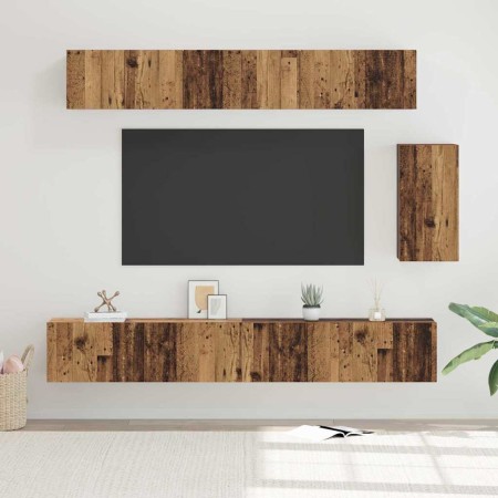 Conjunto de mueble de TV con cajón 6 pcs Madera envejecida en Muebles TV | Comprar online en Foro24
