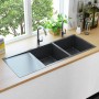 Handgefertigte Küchenspüle aus schwarzem Edelstahl von vidaXL, Sinkt - Ref: Foro24-145087, Preis: 275,21 €, Rabatt: %