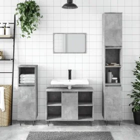 2-teiliges Badezimmermöbelset aus betongrauem Sperrholz von vidaXL, Badezimmermöbel - Ref: Foro24-3190303, Preis: 172,62 €, R...
