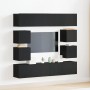 Conjunto de Mueble para TV de 6 Piezas, Montado en la Pared de Madera de Roble Negro en Muebles TV | Comprar online en Foro24