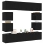 Conjunto de Mueble para TV de 6 Piezas, Montado en la Pared de Madera de Roble Negro en Muebles TV | Comprar online en Foro24