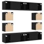 Conjunto de Mueble para TV de 6 Piezas, Montado en la Pared de Madera de Roble Negro en Muebles TV | Comprar online en Foro24