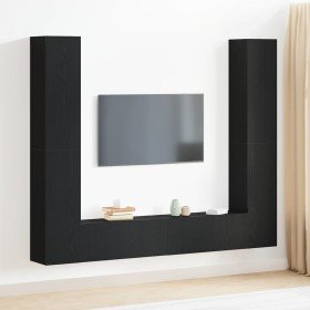 Gabinete de TV 6 pcs Negro 80 x 30 x 30 cm Madera contrachapada