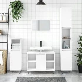 3-teiliges Badezimmermöbelset aus weißem Sperrholz von vidaXL, Badezimmermöbel - Ref: Foro24-3190299, Preis: 190,79 €, Rabatt: %