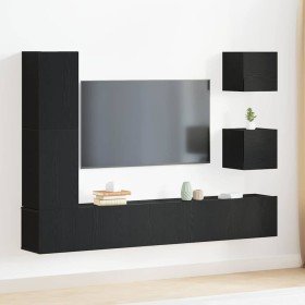 Juego de Armario para TV 6 pcs Roble negro 160 x 30 x 30.5 cm Juego de Armario para TV 6 pcs Roble negro 160 x 30 x 30.5 cm