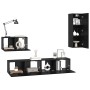 Mueble de TV de Pared 4 pcs Roble negro 200 x 30 x 30 cm