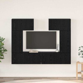 Conjunto de mueble de TV 6 pcs Roble negro 80 x 30 x 30 cm