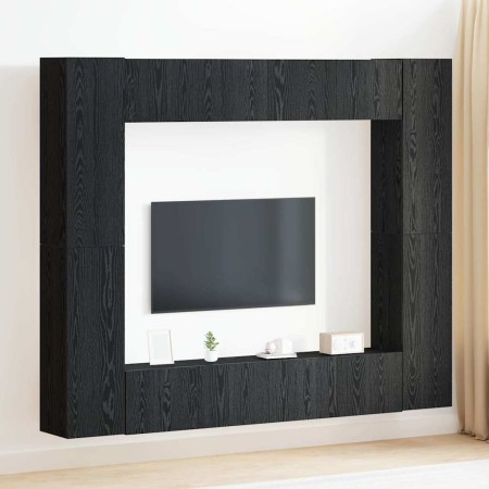 Mueble para TV de 8 Piezas - Montado en la Pared, Roble Negro