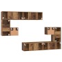 Conjunto de mueble de TV Montaje en la pared 8 pcs Madera vieja