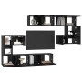 Conjunto de mueble de TV Montaje en la pared 8 pcs Roble negro