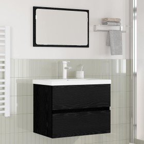 Juego de muebles de baño 3 pcs Roble Negro Madera de ingeniería en Muebles de baño | Comprar online en Foro24
