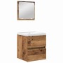 Juego de muebles de baño 3 pcs Madera vieja y blanca Mediano