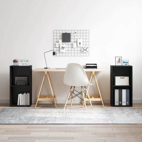 Conjunto de mueble de TV Roble Negro Madera contrachapada Conjunto de mueble de TV Roble Negro Madera contrachapada