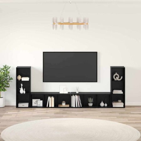 Conjunto de mueble de TV 4 pcs Roble Negro 37 x 35 x 107,5 cm en Muebles TV | Comprar online en Foro24