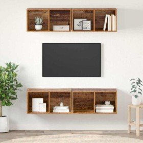 Mueble de TV de Pared 4 pcs Madera antigua 37 x 37 x 72 cm