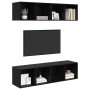 Mueble de TV de Pared 4 pcs Roble negro 37 x 37 x 72 cm