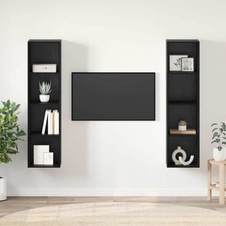 Conjunto de mueble de TV 2 pcs Negro 37 x 37 x 142,5 cm en Muebles TV | Comprar online en Foro24