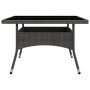 Set de comedor de jardín 9 piezas ratán PE y vidrio gris