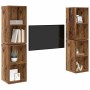 Mueble de TV de Pared 4 pcs Madera envejecida 37 x 37 x 72 cm