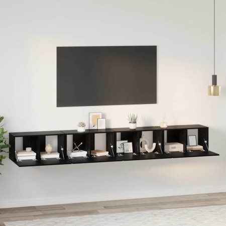 Conjunto de mueble de TV 4 pcs Roble Negro 60 x 30 x 30 cm en Muebles TV | Comprar online en Foro24