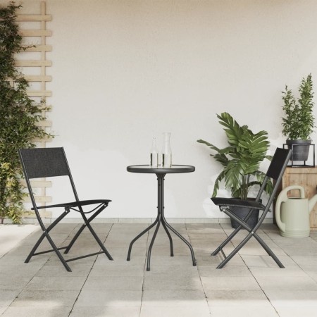 3-teiliges Garten-Ess-Set aus schwarzem Stahl von vidaXL, Gartensets - Ref: Foro24-3203727, Preis: 102,98 €, Rabatt: %