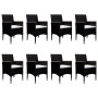 Set de comedor de jardín 9 pzas ratán PE y madera acacia negro
