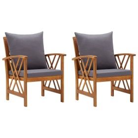 Sillas de jardín con cojines 2 unidades madera maciza acacia de vidaXL, Sillas de jardín - Ref: Foro24-310268, Precio: 196,89...