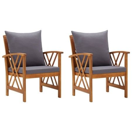 Gartenstühle mit Kissen 2 Einheiten aus massivem Akazienholz von vidaXL, Gartenstühle - Ref: Foro24-310268, Preis: 196,89 €, ...