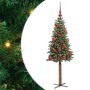 Árbol de Navidad Delgado con 150 LED con soporte Verde 150 cm