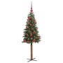 Árbol de Navidad Delgado con 150 LED con soporte Verde 150 cm