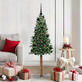 Árbol de Navidad Delgado con 150 LED con soporte Verde 150 cm