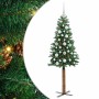 Árbol de Navidad Delgado con 150 LED con soporte Verde 150 cm