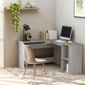 Escritorio de esquina madera contrachapada gris 120x140x75 cm de vidaXL, Escritorios - Ref: Foro24-815385, Precio: 105,50 €, ...
